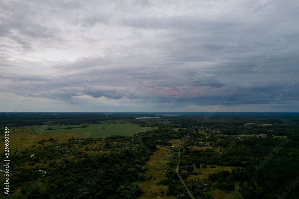 black storm clouds drone view
