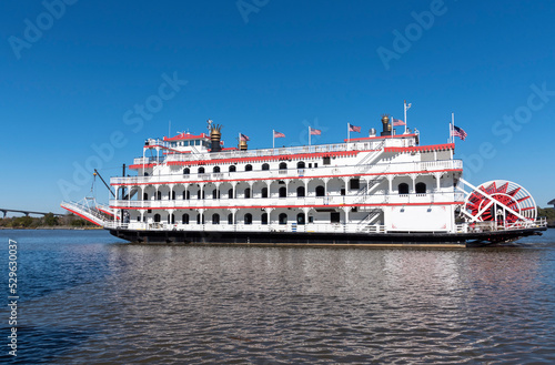 Cruise ship on the river in Savannah. photo