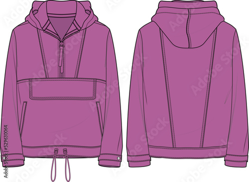 MEN AND BOYS WEAR KNIT HOODIE FRONT AND BACK VECTOR