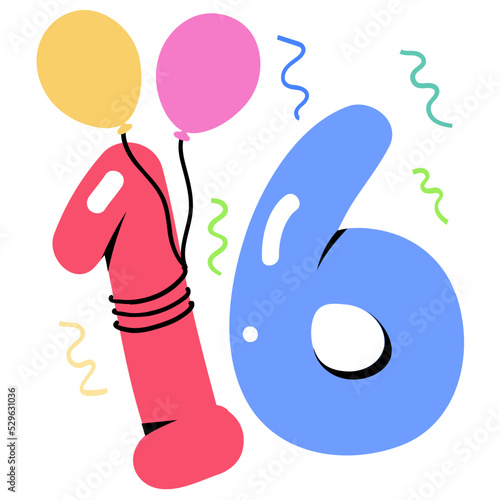 A customizable flat sticker of party popper