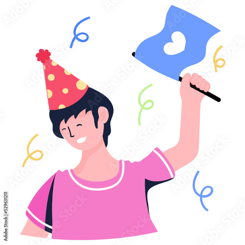 Premium flat sticker of birthday bash 