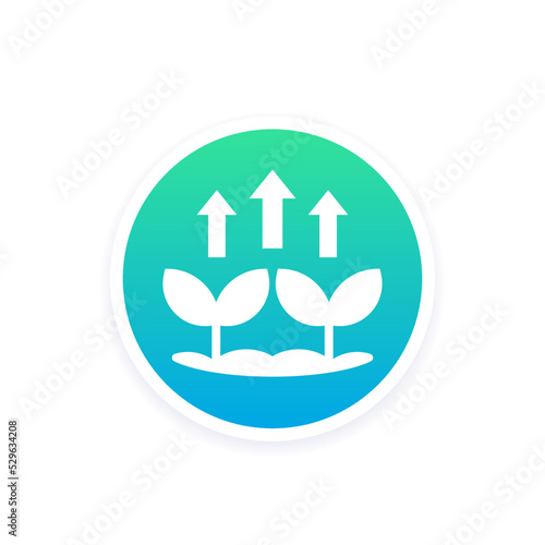 increase plant growth round icon, vector