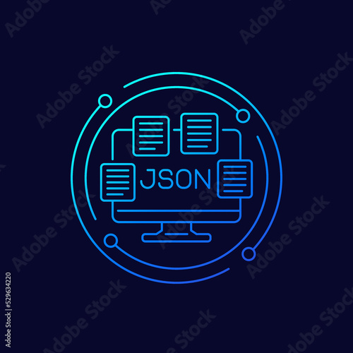 JSON files, documents icon, linear design