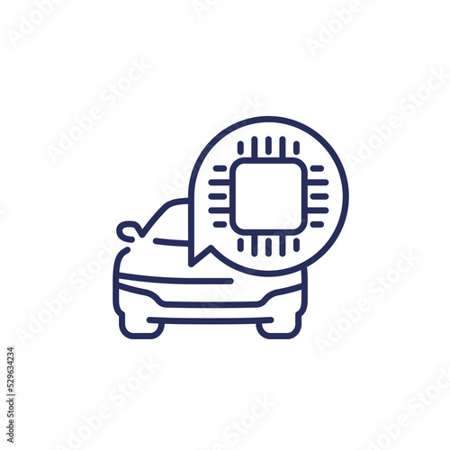 microchip and car line icon
