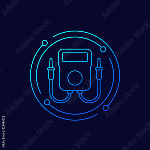 multitester or multimeter icon, linear design