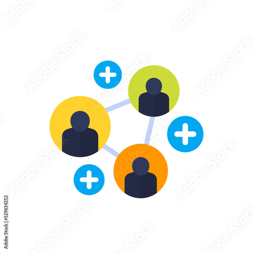 referrals, affiliate program icon, flat vector