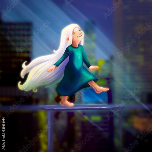 Quadro em tela Digital art, little girl work in a dream