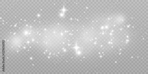 Christmas white glow effect  glare  explosion  sparks  twinkling highlights  sparks and stars on a transparent background.