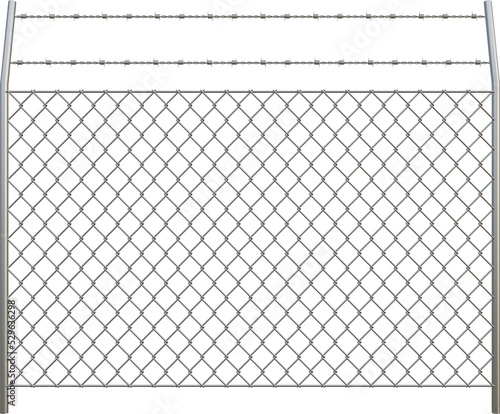 Tablou canvas Metal chain link fences and Barbed Wire - Png Transparent 3D Image