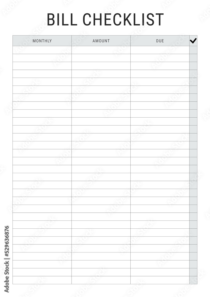 Bill Checklist Bill Checklist