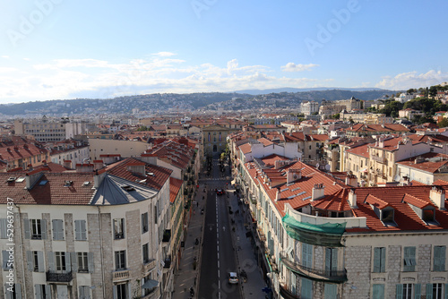 Nice, France - 09.09.2022: Evening view of Nice from the roof of the Museum of Modern Art