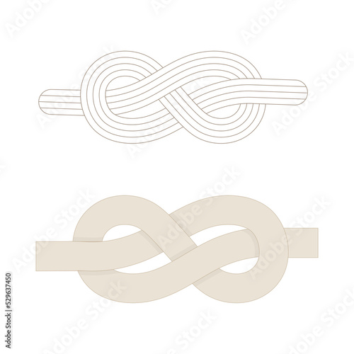 Rope knot. Rope knots symbols outline vector illustration. Part of est.