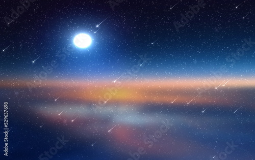  blue night  super moon on starry sky on sunset seascape © Aleksandr