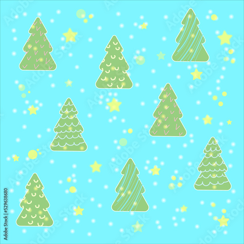 Christmas trees, background, glow, stars, magic © Svitlana
