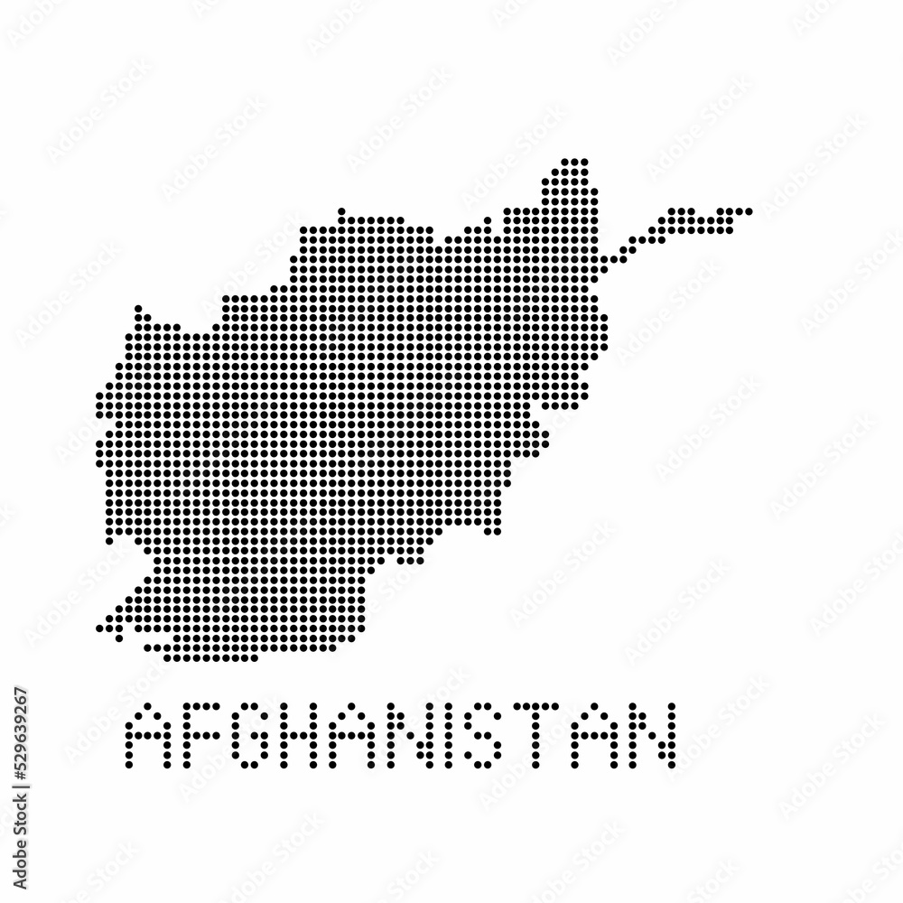 Obraz premium Afghanistan map with grunge texture in dot style. Abstract vector illustration of a country map with halftone effect for infographic.&nbsp;
