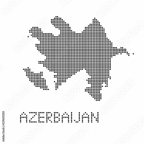 Azerbaijan map with grunge texture in dot style. Abstract vector illustration of a country map with halftone effect for infographic. 