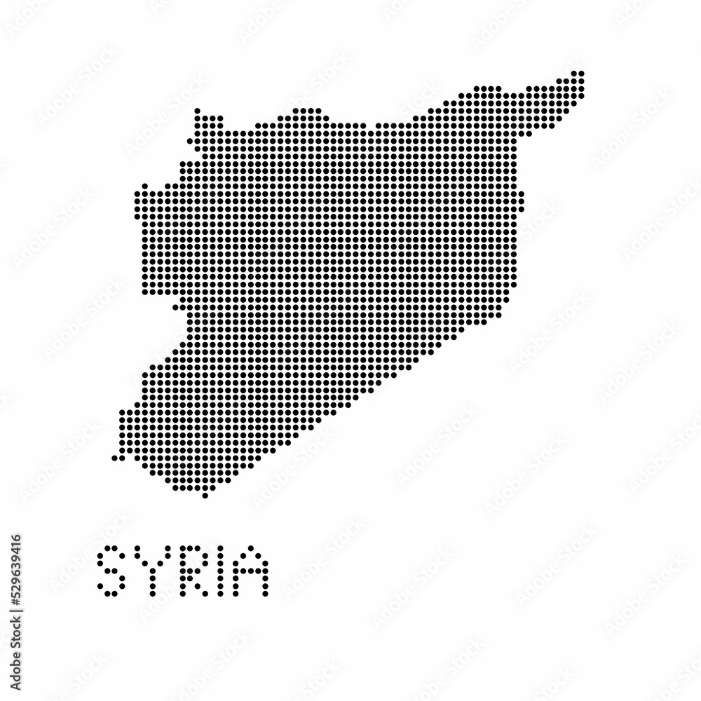 Syria map with grunge texture in dot style. Abstract vector illustration of a country map with halftone effect for infographic. 