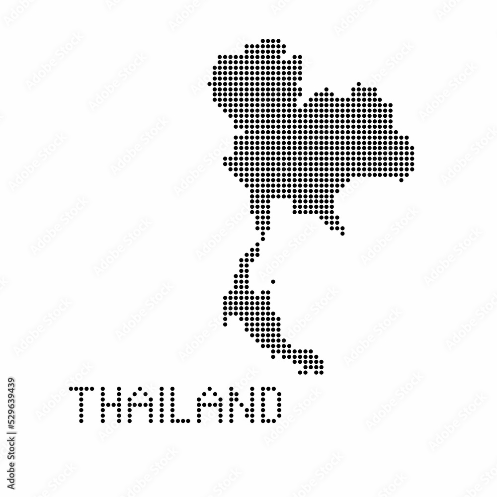 Obraz premium Thailand map with grunge texture in dot style. Abstract vector illustration of a country map with halftone effect for infographic.&nbsp;