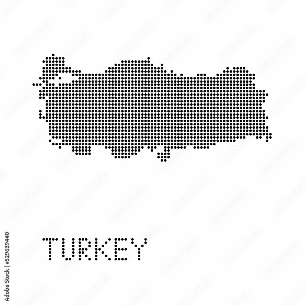 Turkey map with grunge texture in dot style. Abstract vector illustration of a country map with halftone effect for infographic. 