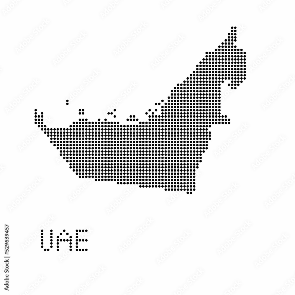 United Arab Emirates map with grunge texture in dot style. Abstract vector illustration of a country map with halftone effect for infographic. 