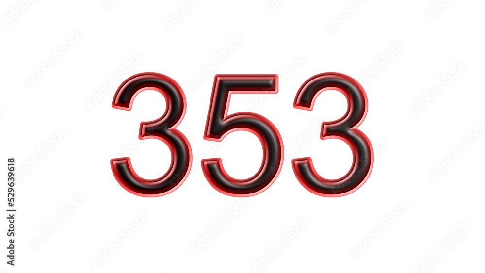 red 353 number 3d effect white background red 353 number 3d effect white background