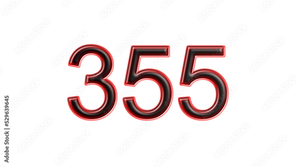 red 355 number 3d effect white background red 355 number 3d effect white background