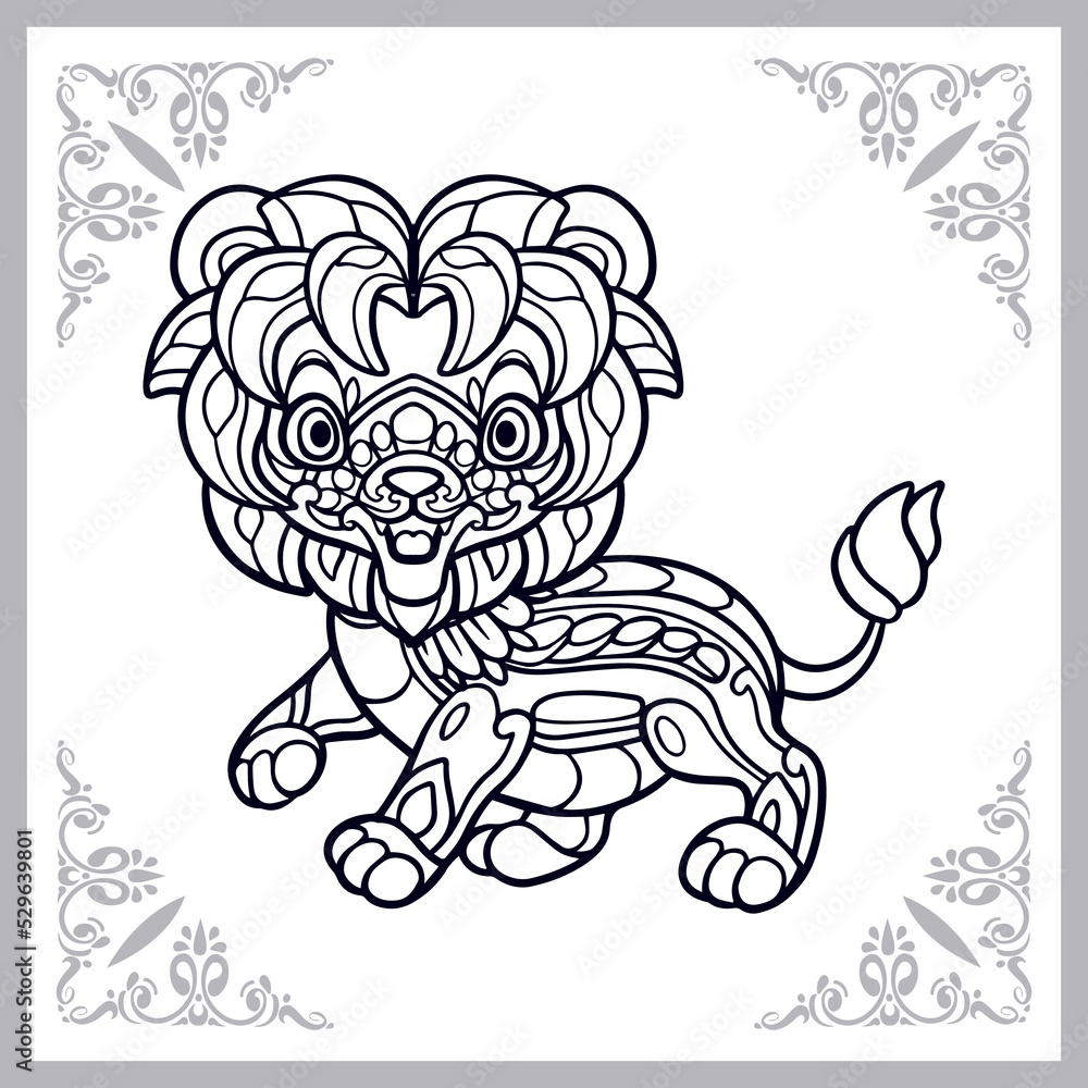 Lion zentangle arts isolated on white background Lion zentangle arts isolated on white background
