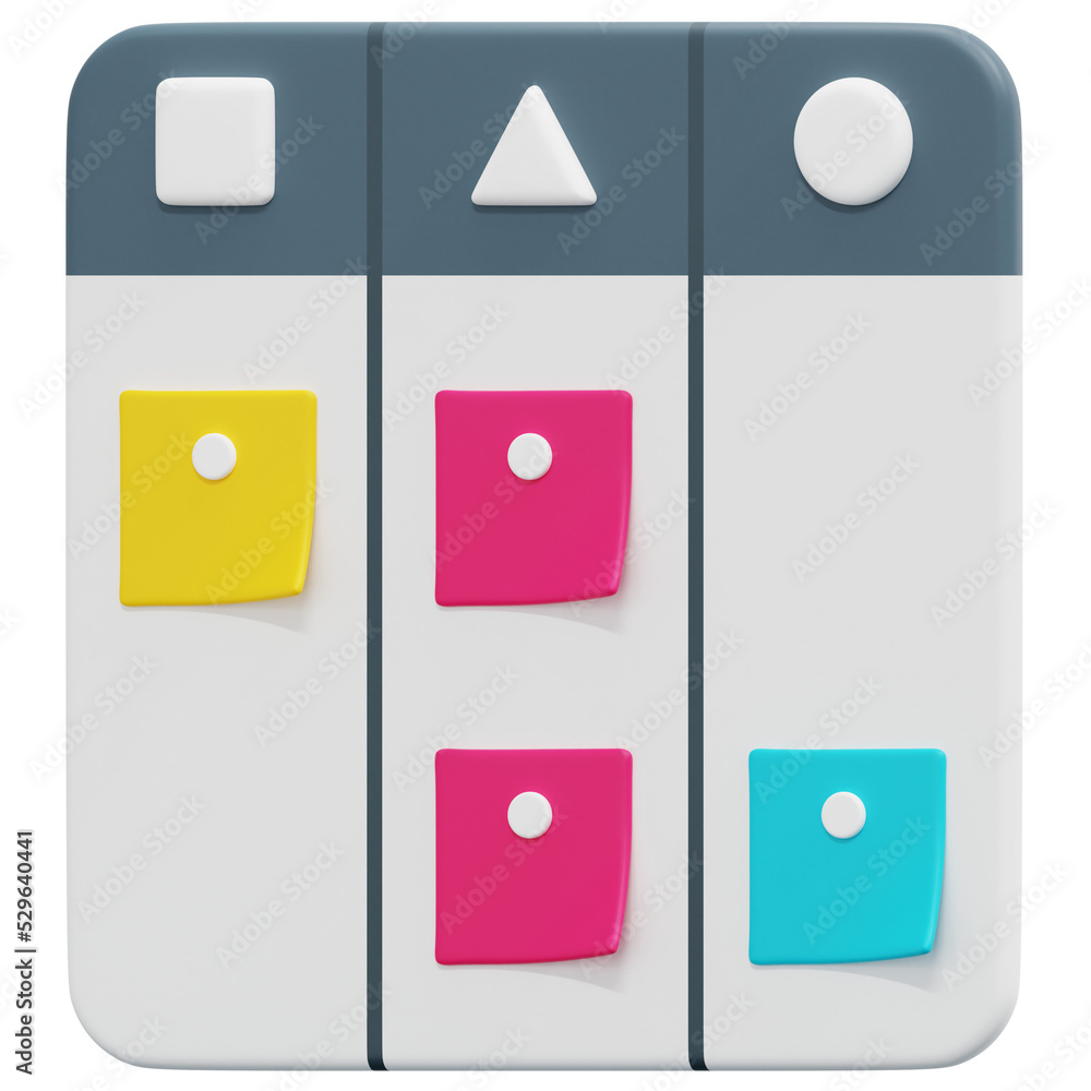 kanban 3d render icon illustration kanban 3d render icon illustration