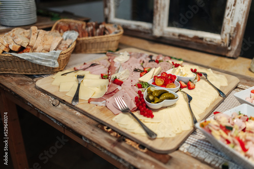 Meat and cheese platter at a buffet