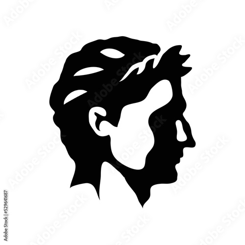 A silhouette profile of a roman person