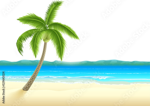 Beach Island Cartoon Palm Tree Background