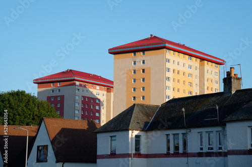 Council flats in poor housing estate with many social welfare issues in LInwood photo