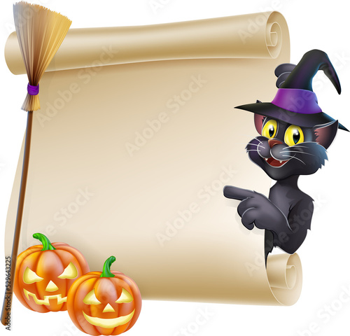 Halloween black cat Scroll