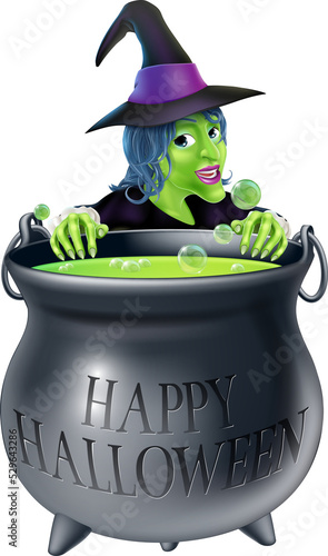 Halloween Witch and Cauldron photo