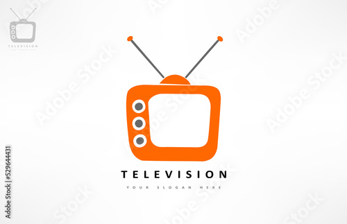 Tv with antenna logo tv channel vector