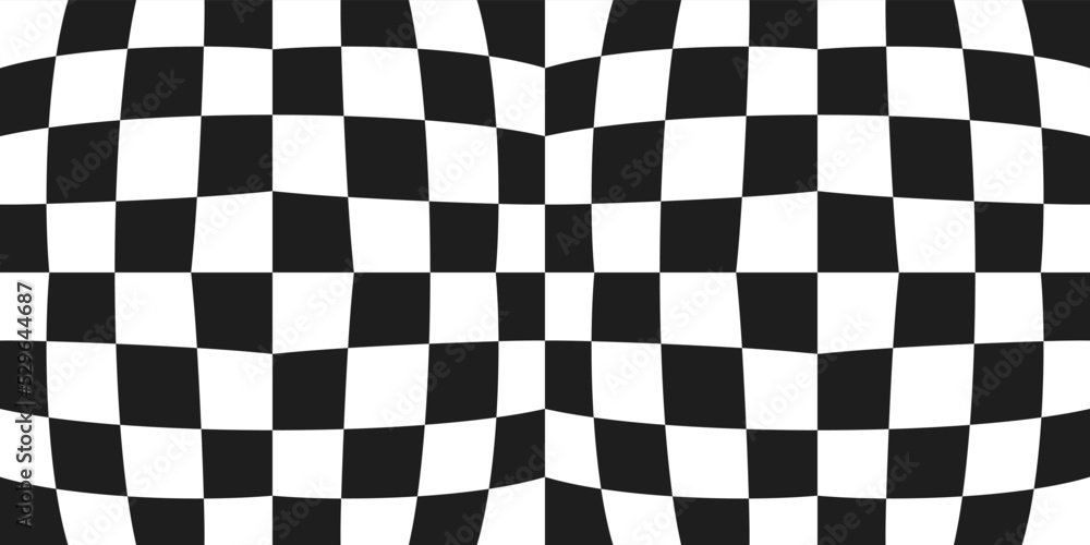 Naklejka premium Black and white checkered convex pattern. Vector with seamless optical pattern for print and interior.