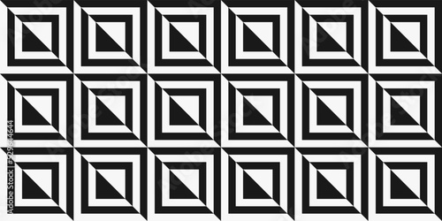 Tile black and white diagonally divided. Vector for decor and print, surface decoration and stylish design.