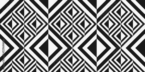 Rhombuses are black-white tiled. Vector seamless pattern of diamonds large and four small.