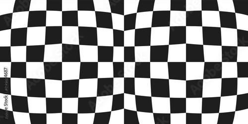 Black and white checkered convex pattern. Vector with seamless optical pattern for print and interior.