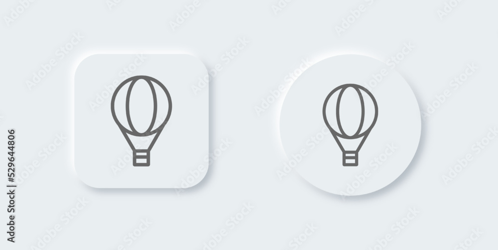 Air balloon line icon in neomorphic design style. Transportation signs vector illustration. Air balloon line icon in neomorphic design style. Transportation signs vector illustration.
