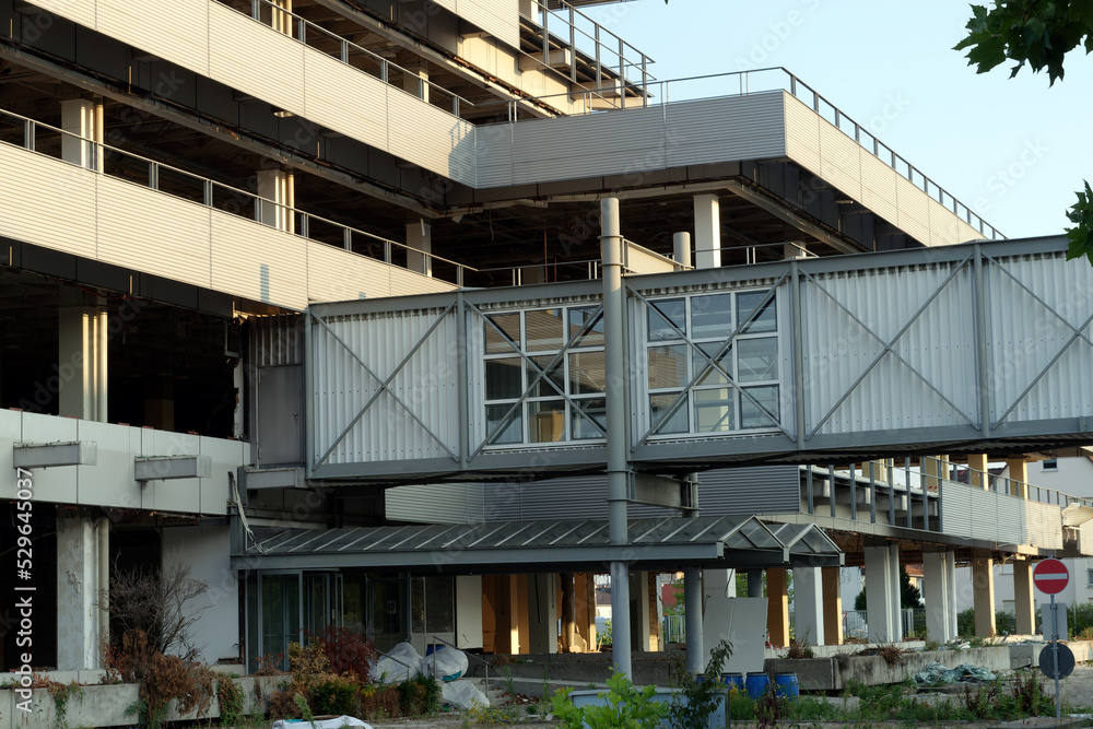 Entrance of a vacant derelict commercial building