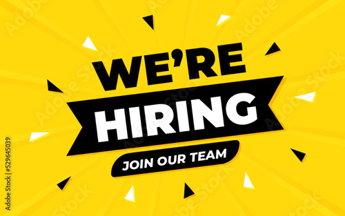 We are hiring vacancy concept poster template outsource team hire creative employee