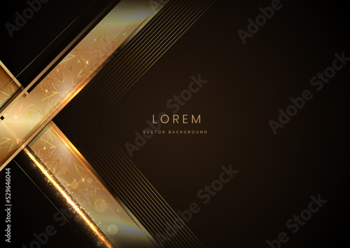Abstract elegant gold lines diagonal on black background. Luxury style with copy space for text.
