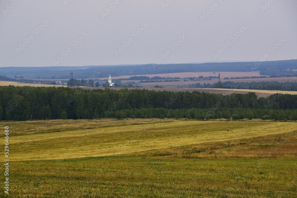 Fototapeta premium View from the top of Mount Kharin Mys to the valleys of the Sylva and Shakva rivers.