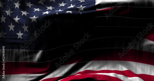 Animated looped background of epic flag of the USA waving on the wind
