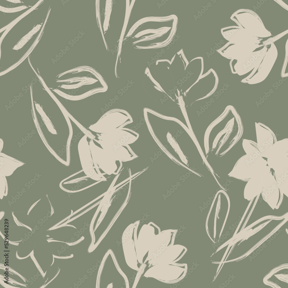 Floral Brush strokes Seamless Pattern Design Floral Brush strokes Seamless Pattern Design