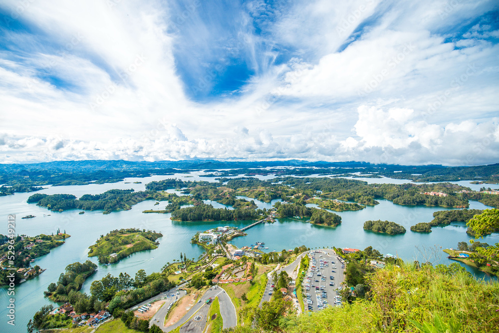 Guatapé incredible breathtaking view on a beautiful nature of northwest ...