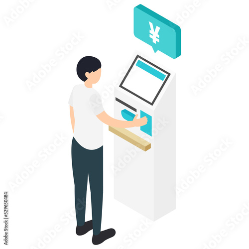 精算機で支払いをする男性