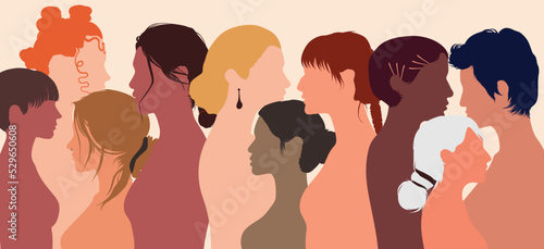 Community of women of diverse cultures. You can talk and share information. Multiethnic women and girls can communicate online. It's a place for friendship.