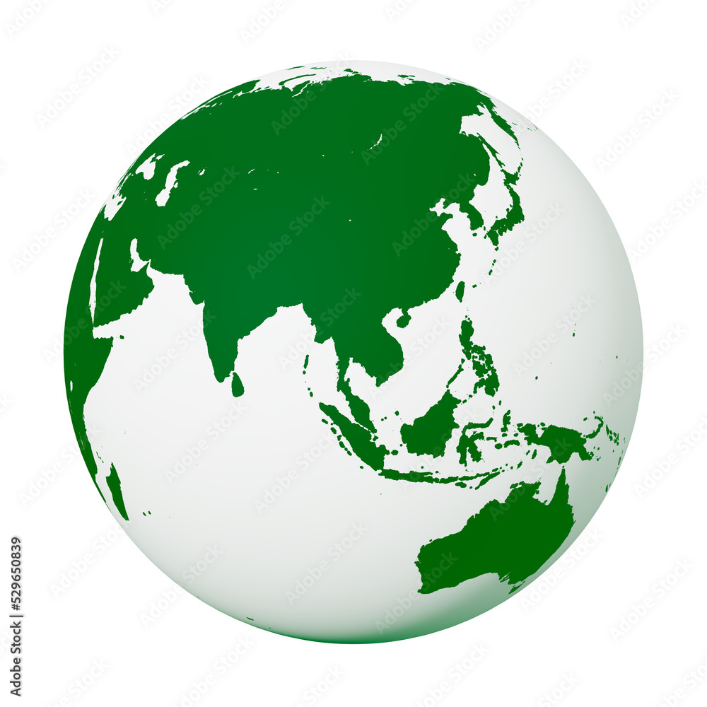 The earth in green and white color 3d illustration travel concept for tourism advertising